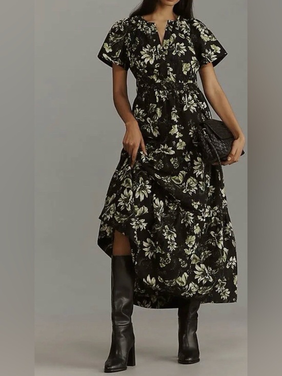 Anthropologie Dresses & Skirts - Anthropologie Somerset Maxi Dress XS Green Black Floral